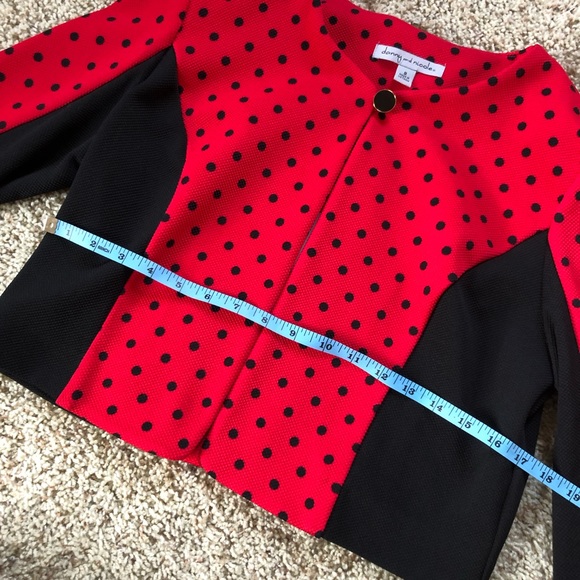 Danny & Nicole 2pc Red & Black Polka Dot Jacket Dress Set Size 8 - Picture 9 of 14